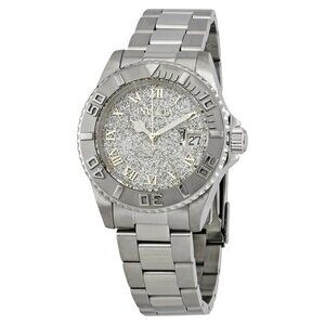 NWT Authentic Invicta Angel Silver Glitter Dial Stainless Steel Women's Watch